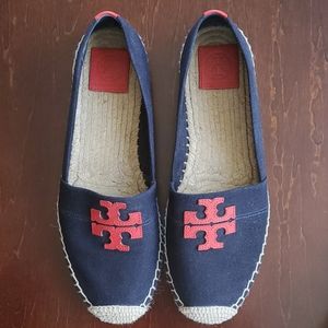 Navy and red Tory Burch espadrilles